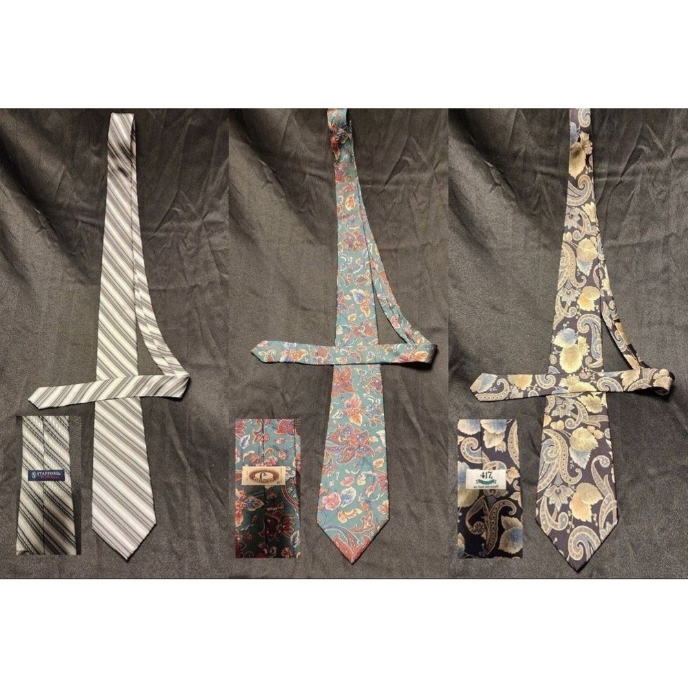 STAFFORD BERT PULITZER 417 Necktie Men OS Multicolor Striped Floral Paisley